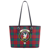 Lindsay Modern Tartan Crest Leather Tote Bag